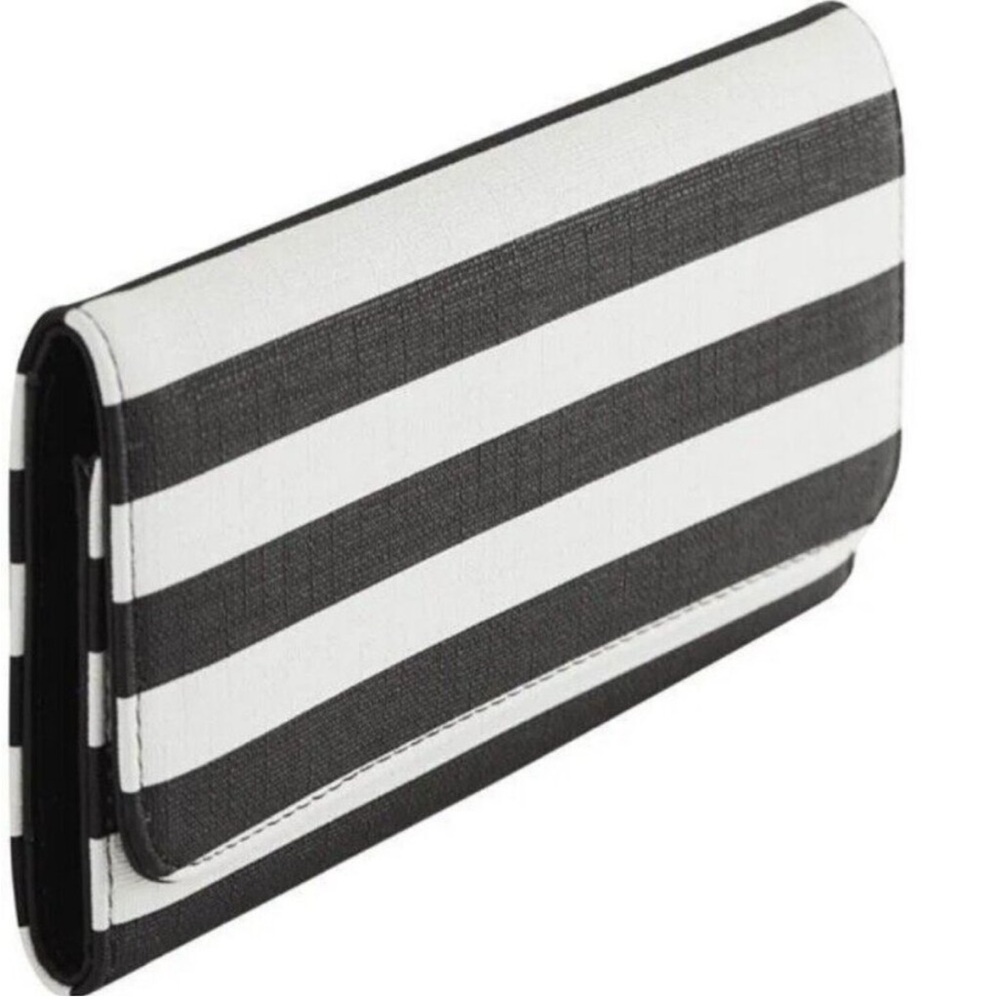 Like New KUT FROM THE KLOTH Black & White Striped Tri-fold Long Wallet - Picture 4 of 15